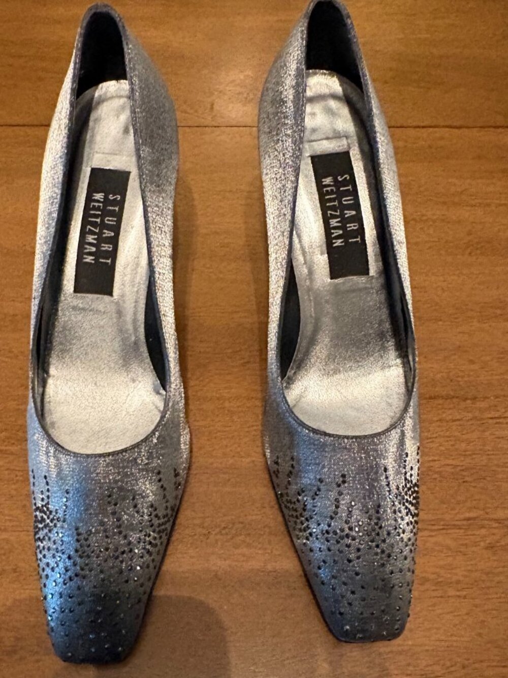 EUC Stuart Weitzman Pewter/Silver Pumps/Heels with Rhinestones. Size 8B